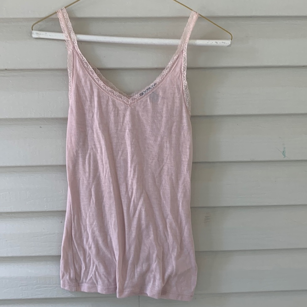 Pale pink cami with lace trim